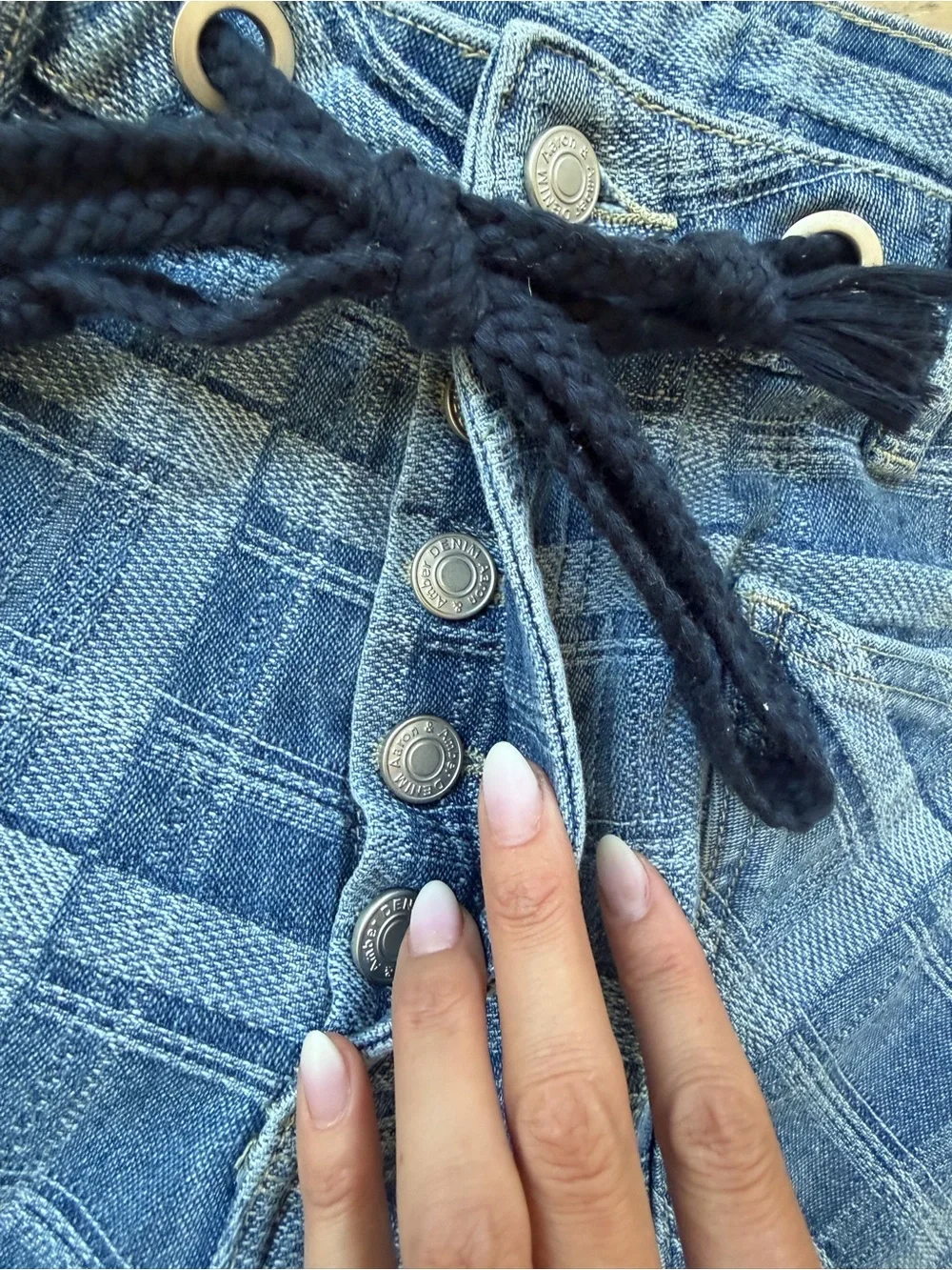 bohme Blue Plaid Barrel Jeans - Picture 5 of 8